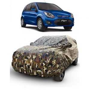 Waterproof Car Body Cover Compatible with Figo New with Mirror Pockets (Jungle Print)